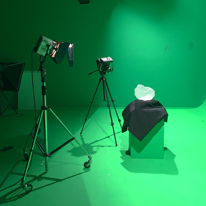 Photographic work - showing a green screen photoshoot with crystal