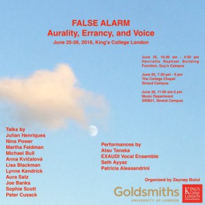 Poster - "Flase Alarm, Aurality, Errancy and voice"