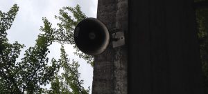 A megaphone on a wall