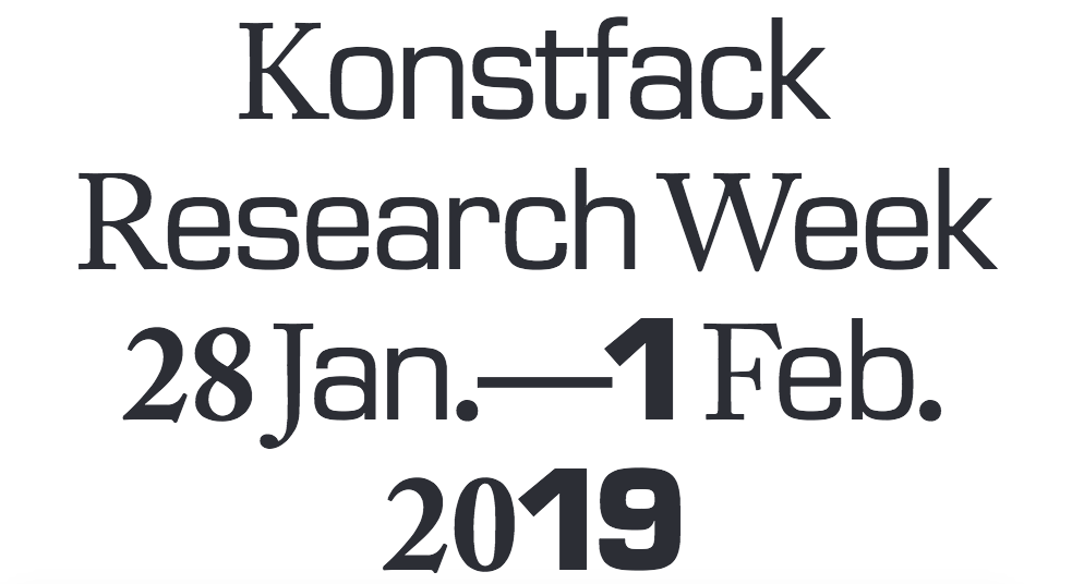 poster for "Konstfact research week" black text on white
