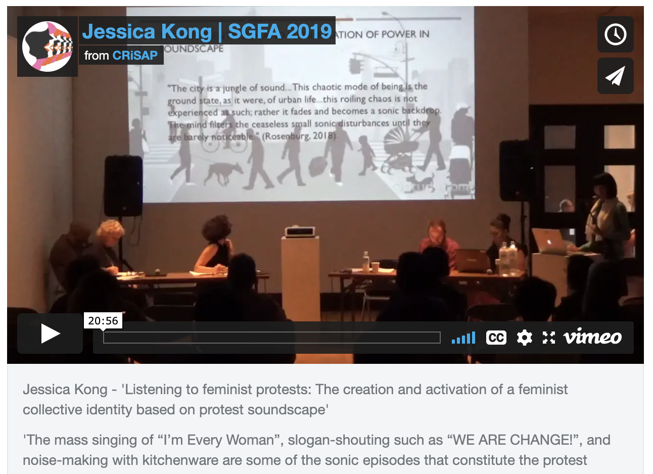 vimeo screen shot of Jessica Kong - 'Listening to feminist protests'