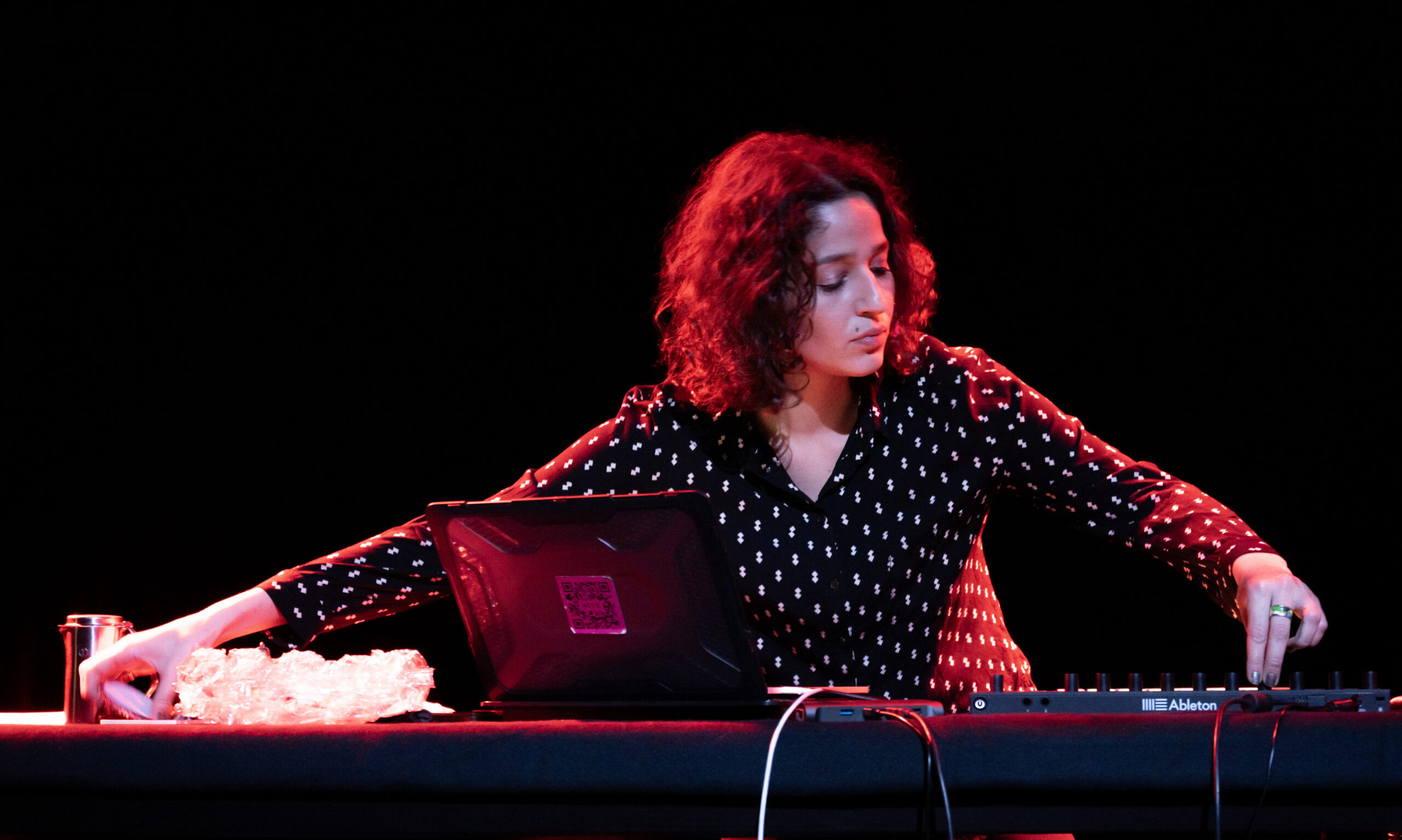 Nour Sokhon on stage with laptop and ableton